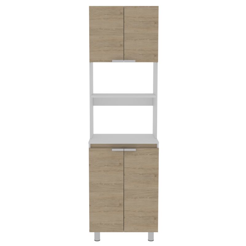 Mueble Microondas Fendi Color Rovere y Blanco Para Cocina