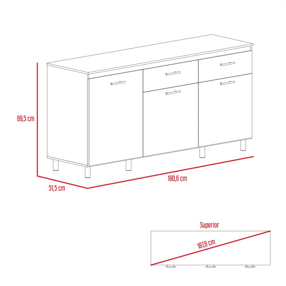 Modulo Inferior Kitchen Gante Color Rovere y Niebla Para Cocina