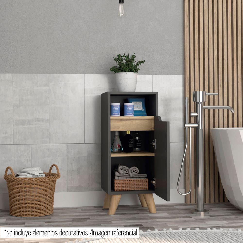 Mueble Auxiliar para Baño Laurent Color Plomo y Duna Para Baño