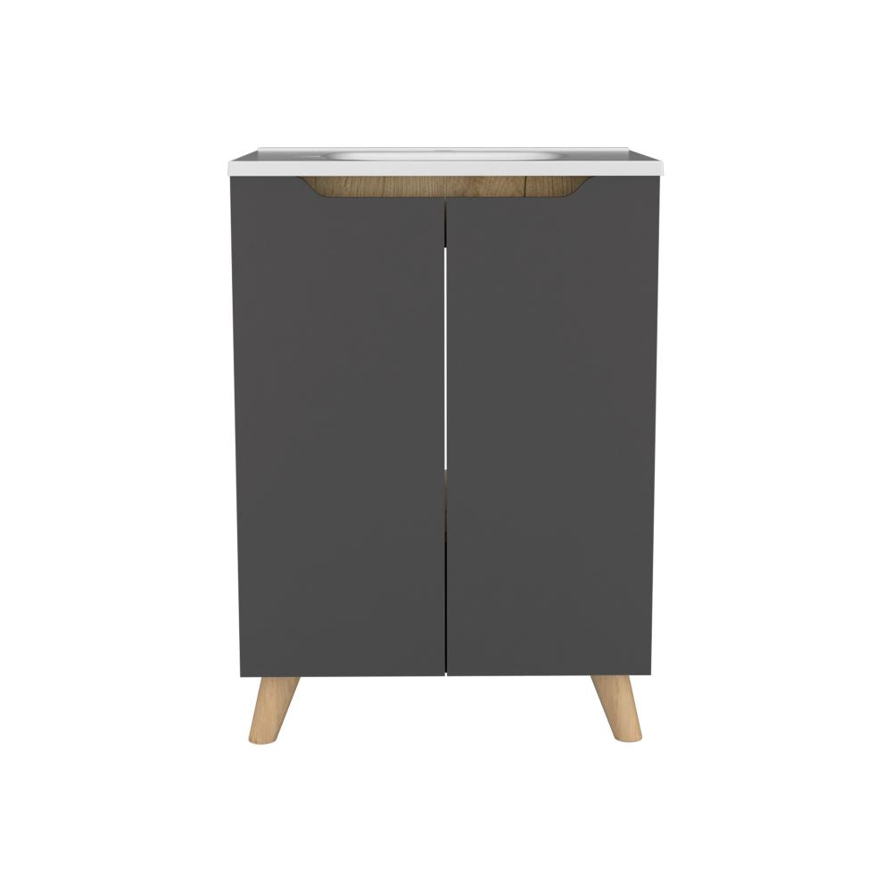 Mueble de Lavamanos Laurent Color Plomo y Duna Para Baño