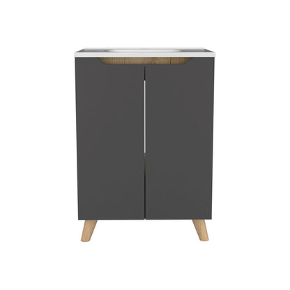 Mueble de Lavamanos Laurent Color Plomo y Duna Para Baño