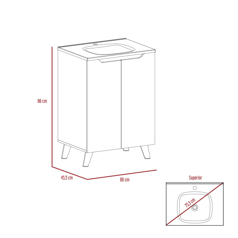 Mueble de Lavamanos Laurent Color Plomo y Duna Para Baño