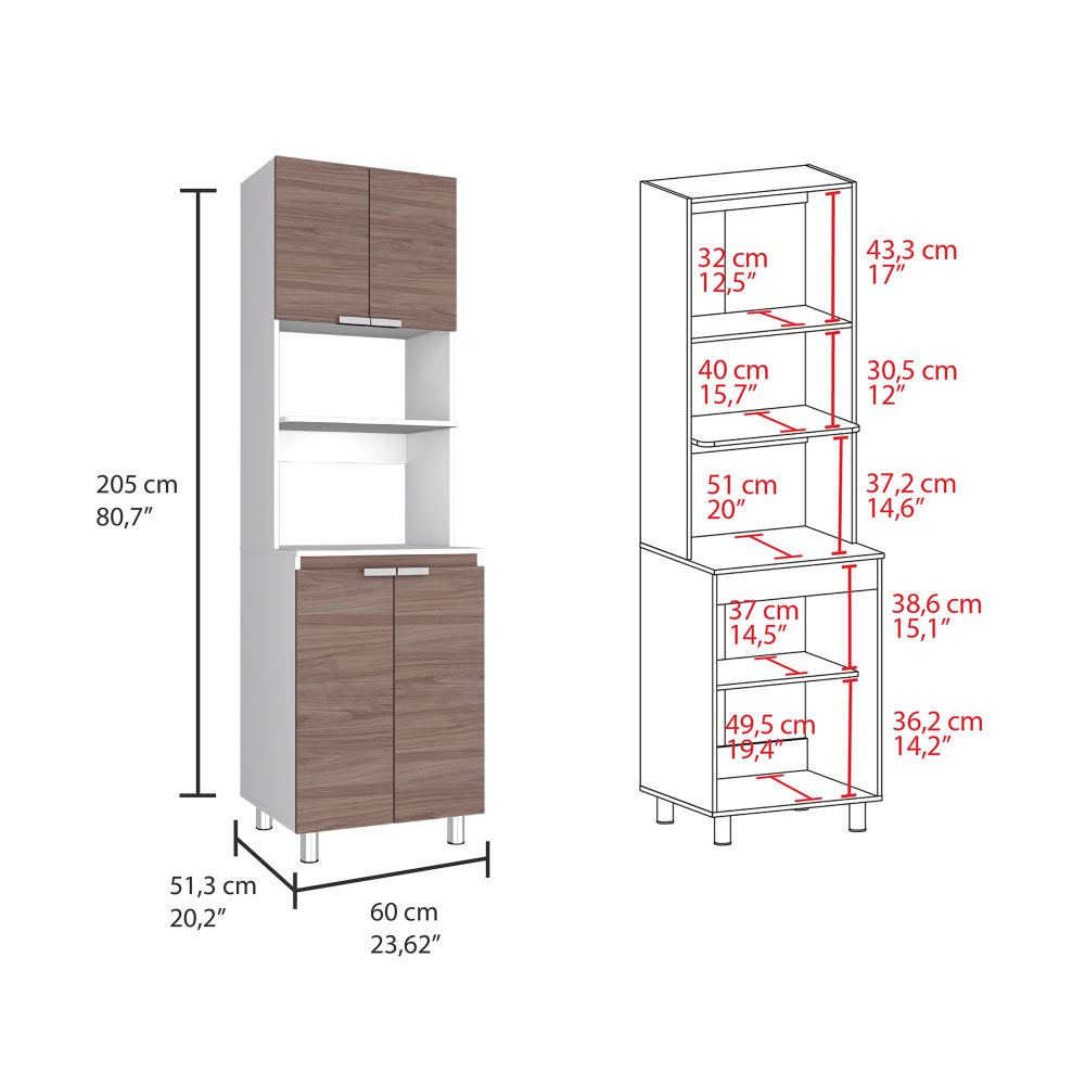 Mueble Microondas Fendi Color Blanco Marqueza y Castaño Para Cocina