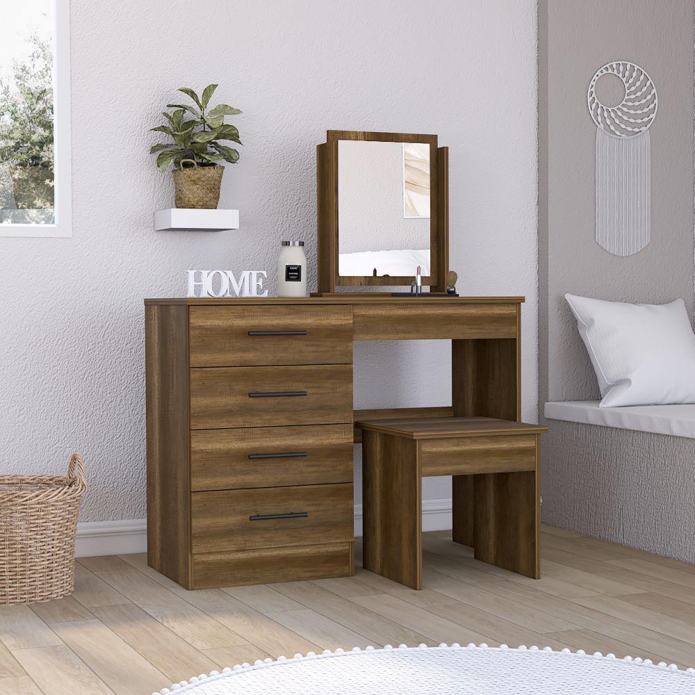 Mueble de Tocador Kaia Color Caramelo y Wengue Para Dormitorio