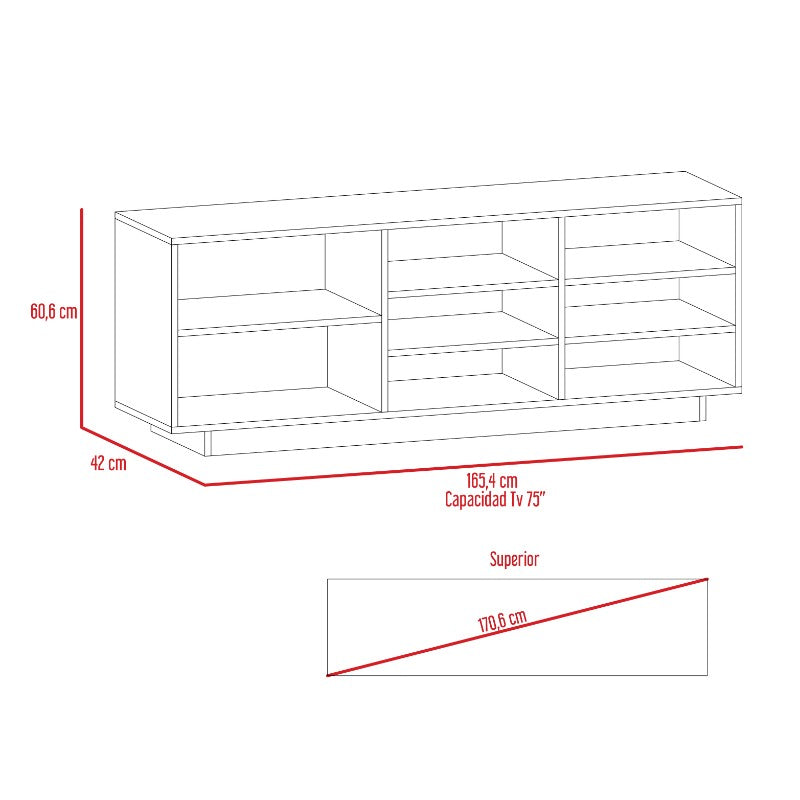 Rack TV Classic Color Caramelo Wengue y Negro Para Sala De Estar