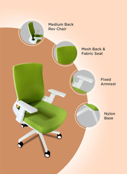 Silla Ejecutiva Chloe Color Blanco y Verde Para Oficina