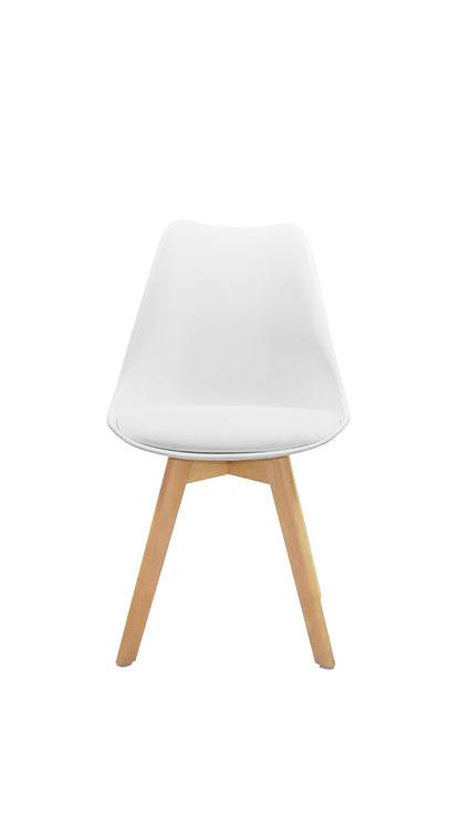 Silla Wood Color Blanco y Café Claro Para Sala De Estar