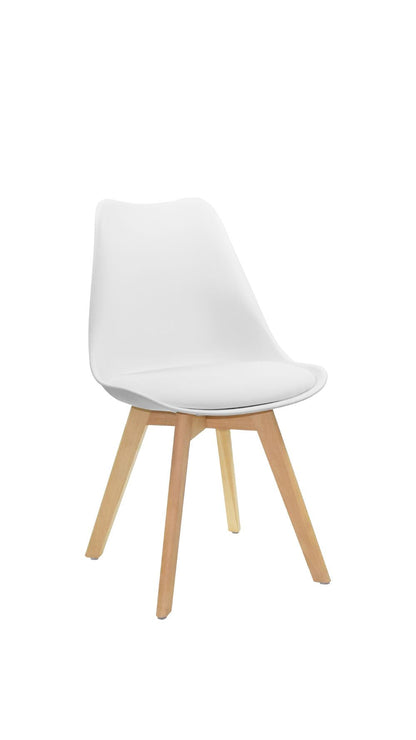 Silla Wood Color Blanco y Café Claro Para Sala De Estar