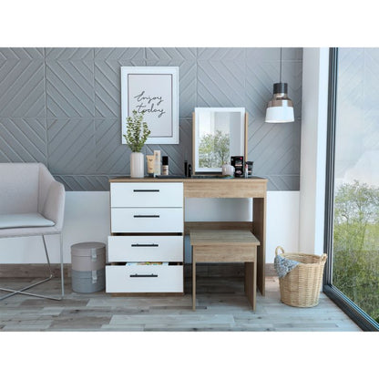 Mueble de Tocador Kaia Color Miel y Blanco Para Dormitorio