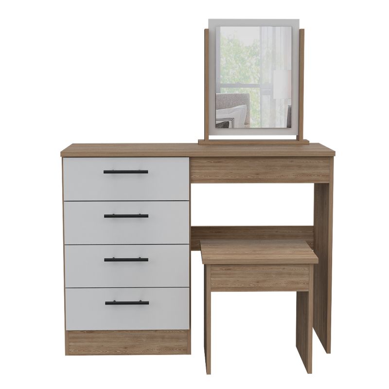 Mueble de Tocador Kaia Color Miel y Blanco Para Dormitorio