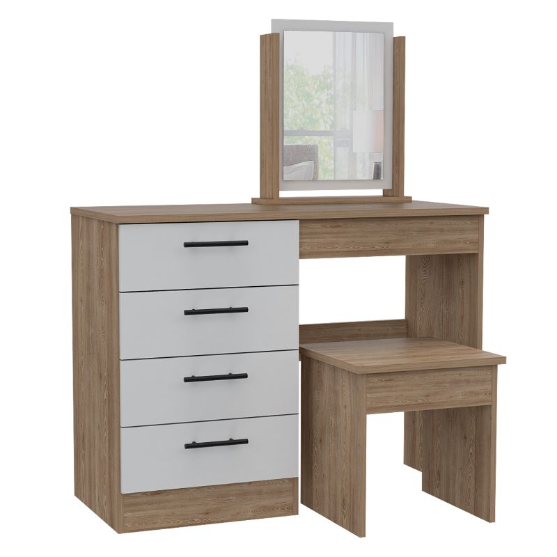 Mueble de Tocador Kaia Color Miel y Blanco Para Dormitorio