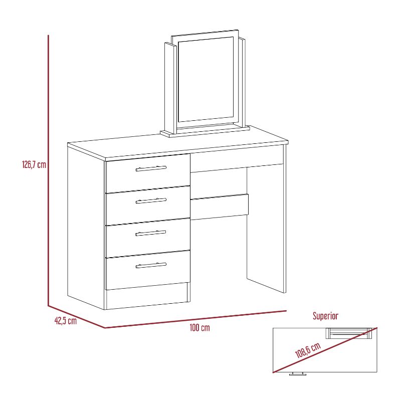 Mueble de Tocador Kaia Color Miel y Blanco Para Dormitorio