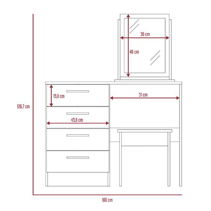 Mueble de Tocador Kaia Color Miel y Blanco Para Dormitorio