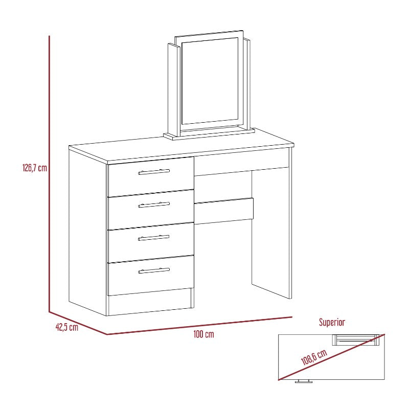 Mueble de Tocador Kaia Color Wengue y Miel Para Dormitorio