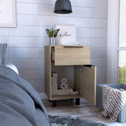 Velador Kaia Z Color Rovere y Blanco Marqueza Para Dormitorio